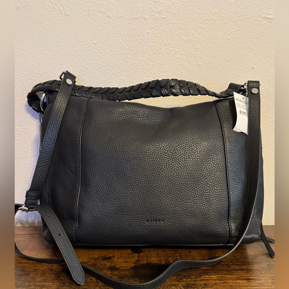 NWT Black Aimee Kestenberg Laila Convertible Leather Shoulder Bag